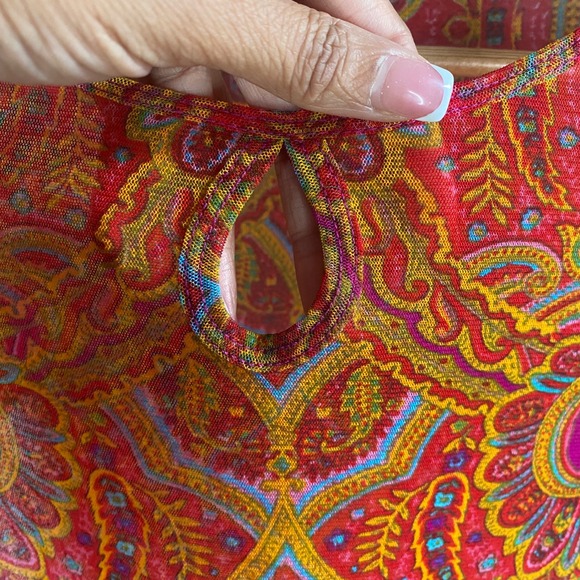 Vintage Y2k Top Womens Small Sheer Mesh Paisley Boho Indie Festival Hippie - Picture 4 of 7